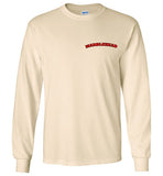 Marblehead - Red/Blk Curve - Long Sleeve T-Shirt (LEFT CHEST - FRONT ONLY PRINT) - Gildan