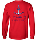 Marblehead Anchor Latitude-Longitude - Long Sleeve T-Shirt (FRONT LEFT & BACK PRINT) - Gildan