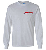 Marblehead - Red/Blk Curve - Long Sleeve T-Shirt (LEFT CHEST - FRONT ONLY PRINT) - Gildan