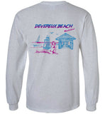 Devereux Beach, v4, Marblehead  - Long Sleeve T-Shirt (LEFT FRONT & BACK PRINT) - Gildan