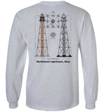 Marblehead Lighthouse Plan - Long Sleeve T-Shirt (FRONT & BACK PRINT) - by Gildan