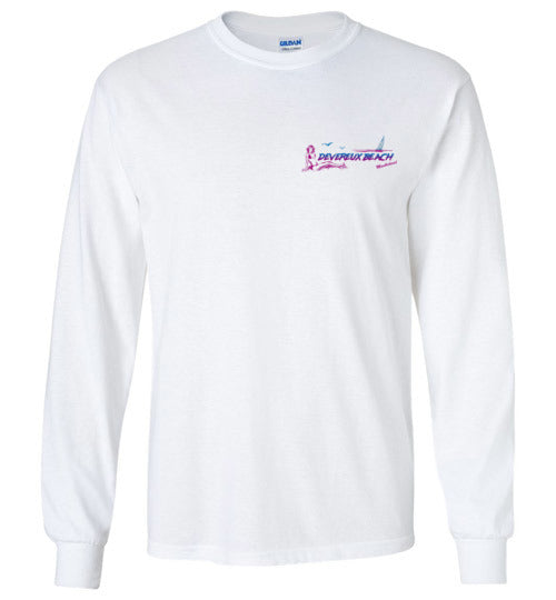 Devereux Beach, v4, Marblehead  - Long Sleeve T-Shirt (LEFT FRONT & BACK PRINT) - Gildan