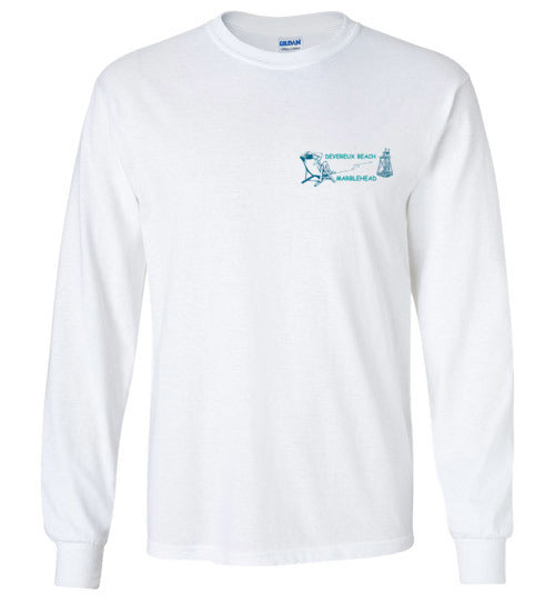 Devereux Beach, Marblehead v3  - Long Sleeve T-Shirt (FRONT LEFT & BACK PRINT) Gildan
