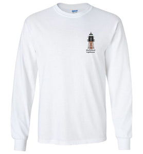 Marblehead Lighthouse - Long Sleeve T-Shirt (LEFT CHEST - FRONT ONLY PRINT) - by Gildan