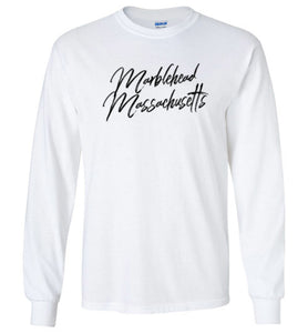 Marblehead Massachusetts Blk Script - Long Sleeve T-Shirt - by Gildan