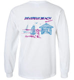 Devereux Beach, v4, Marblehead  - Long Sleeve T-Shirt (LEFT FRONT & BACK PRINT) - Gildan