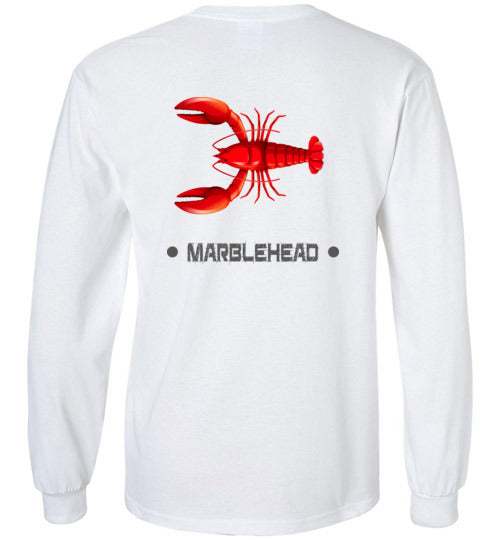 Lobster Marblehead - Long Sleeve T-Shirt (FRONT LEFT & BACK PRINT) - Gildan