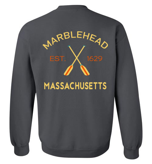 Marblehead, Est. 1629 with Oars - Sweatshirt (FRONT LEFT & BACK PRINT)