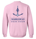 Marblehead Anchor Latitude-Longitude - Sweatshirt (FRONT LEFT & BACK PRINT)