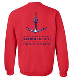 Marblehead Anchor Latitude-Longitude - Sweatshirt (FRONT LEFT & BACK PRINT)