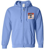 Down Bucket Cartoon - Zip Hoodie (FRONT LEFT & BACK PRINT)