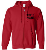 WICKED PISSAH! Bold Black - Zip Hoodie (LEFT CHEST PRINT)