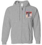 Down Bucket Cartoon - Zip Hoodie (FRONT LEFT & BACK PRINT)