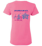 Devereux Beach, Marblehead v4 - Ladies T-Shirt (FRONT LEFT & BACK PRINT) - Gildan