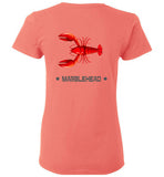 Lobster Marblehead - Ladies T-Shirt (FRONT LEFT & BACK PRINT) - Gildan