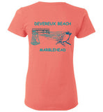 Devereux Beach, Marblehead v3 - Ladies T-Shirt (FRONT LEFT & BACK PRINT Gildan