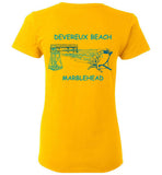 Devereux Beach, Marblehead v3 - Ladies T-Shirt (FRONT LEFT & BACK PRINT Gildan