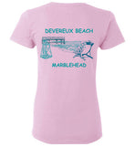 Devereux Beach, Marblehead v3 - Ladies T-Shirt (FRONT LEFT & BACK PRINT Gildan