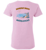 Devereux Beach, Marblehead v1 - Ladies T-Shirt (FRONT LEFT & BACK PRINT) - Gildan