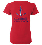 Marblehead Anchor Latitude-Longitude - Ladies T-Shirt (FRONT LEFT & BACK PRINT) - Gildan