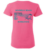 Devereux Beach, Marblehead v3 - Ladies T-Shirt (FRONT LEFT & BACK PRINT Gildan