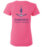 Marblehead Anchor Latitude-Longitude - Ladies T-Shirt (FRONT LEFT & BACK PRINT) - Gildan