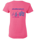 Devereux Beach, Marblehead v4 - Ladies T-Shirt (FRONT LEFT & BACK PRINT) - Gildan