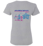 Devereux Beach, Marblehead v4 - Ladies T-Shirt (FRONT LEFT & BACK PRINT) - Gildan