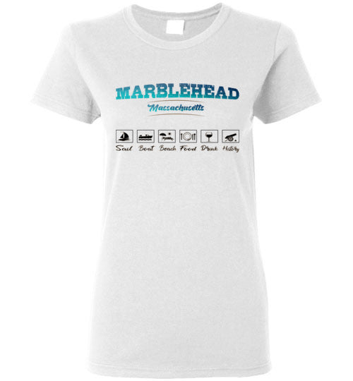 Marblehead Massachusetts Activities - Ladies T-Shirt, Gildan