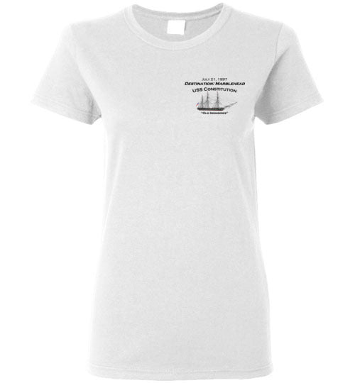 Destination Marblehead - USS Constitution - Ladies T-Shirt (FRONT LEFT & BACK PRINT) - Gildan