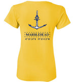 Marblehead Anchor Latitude-Longitude - Ladies T-Shirt (FRONT LEFT & BACK PRINT) - Gildan