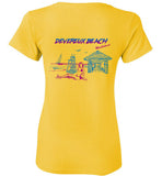 Devereux Beach, Marblehead v4 - Ladies T-Shirt (FRONT LEFT & BACK PRINT) - Gildan