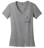 Marblehead Anchor Latitude-Longitude - Ladies V-Neck T-Shirt (FRONT LEFT & BACK PRINT) - by District