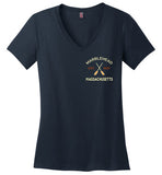 Marblehead, Est. 1629 with Oars - Ladies V-Neck T-Shirt (LEFT CHEST - FRONT ONLY PRINT) By District