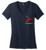 Lobster Marblehead - Ladies V-Neck T-Shirt (LEFT CHEST - FRONT ONLY PRINT) By District