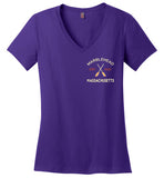 Marblehead, Est. 1629 with Oars - Ladies V-Neck T-Shirt (LEFT CHEST - FRONT ONLY PRINT) By District