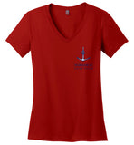 Marblehead Anchor Latitude-Longitude - Ladies V-Neck T-Shirt (FRONT LEFT & BACK PRINT) - by District