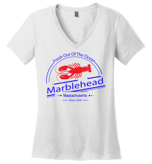 Fresh Out of the Ocean - Marblehead - Ladies V-Neck T-Shirt - by District