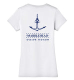 Marblehead Anchor Latitude-Longitude - Ladies V-Neck T-Shirt (FRONT LEFT & BACK PRINT) - by District