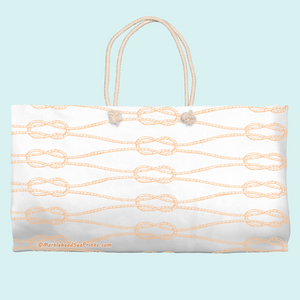 Marblehead SeaPrints Weekender Tote - Rope Print, Deep Peach, 24" x 13"