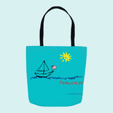 Marblehead, Sailboat and Sun Sketch - Tote Bag