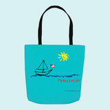 Marblehead, Sailboat and Sun Sketch - Tote Bag