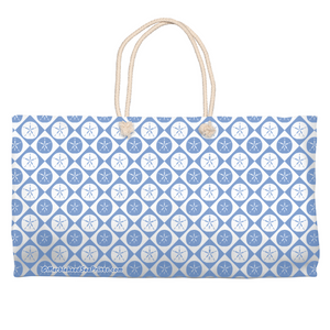 Marblehead SeaPrints Weekender Tote - Sand Dollar Print v1, Pastel Blue