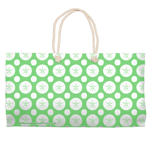 Marblehead SeaPrints Weekender Tote - Sand Dollar Print v2, Pastel Green