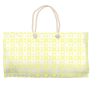 Marblehead SeaPrints Weekender Tote - Sand Dollar Print v1, Pastel Yellow