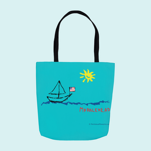 Marblehead, Sailboat and Sun Sketch - Tote Bag