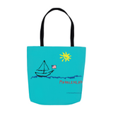 Marblehead, Sailboat and Sun Sketch - Tote Bag