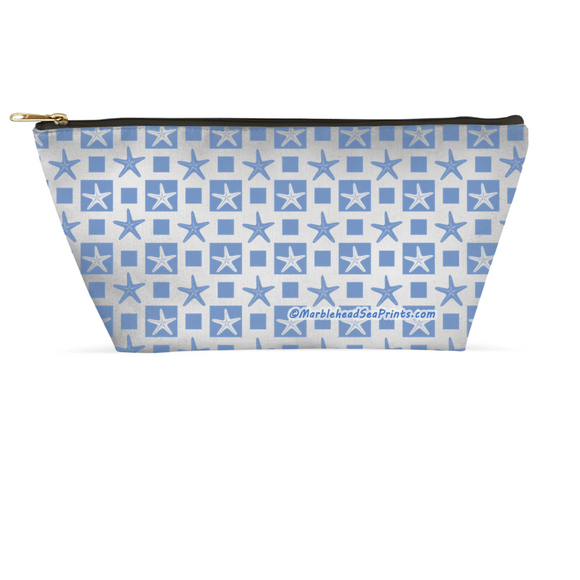 Marblehead SeaPrints Accessory Pouch - Starfish Print v2 - Pastel Blue