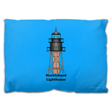 Marblehead Lighthouse Top, Blue Bckgrnd - Outdoor Pillow
