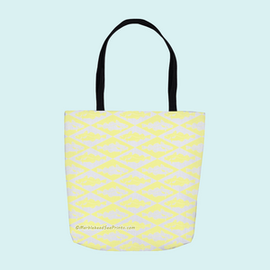 Marblehead SeaPrints Tote Bag - Codfish Print - Pastel Yellow